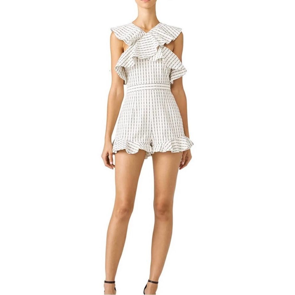 AMUR Organic Cotton Print Ruffle Romper Jumpsuit